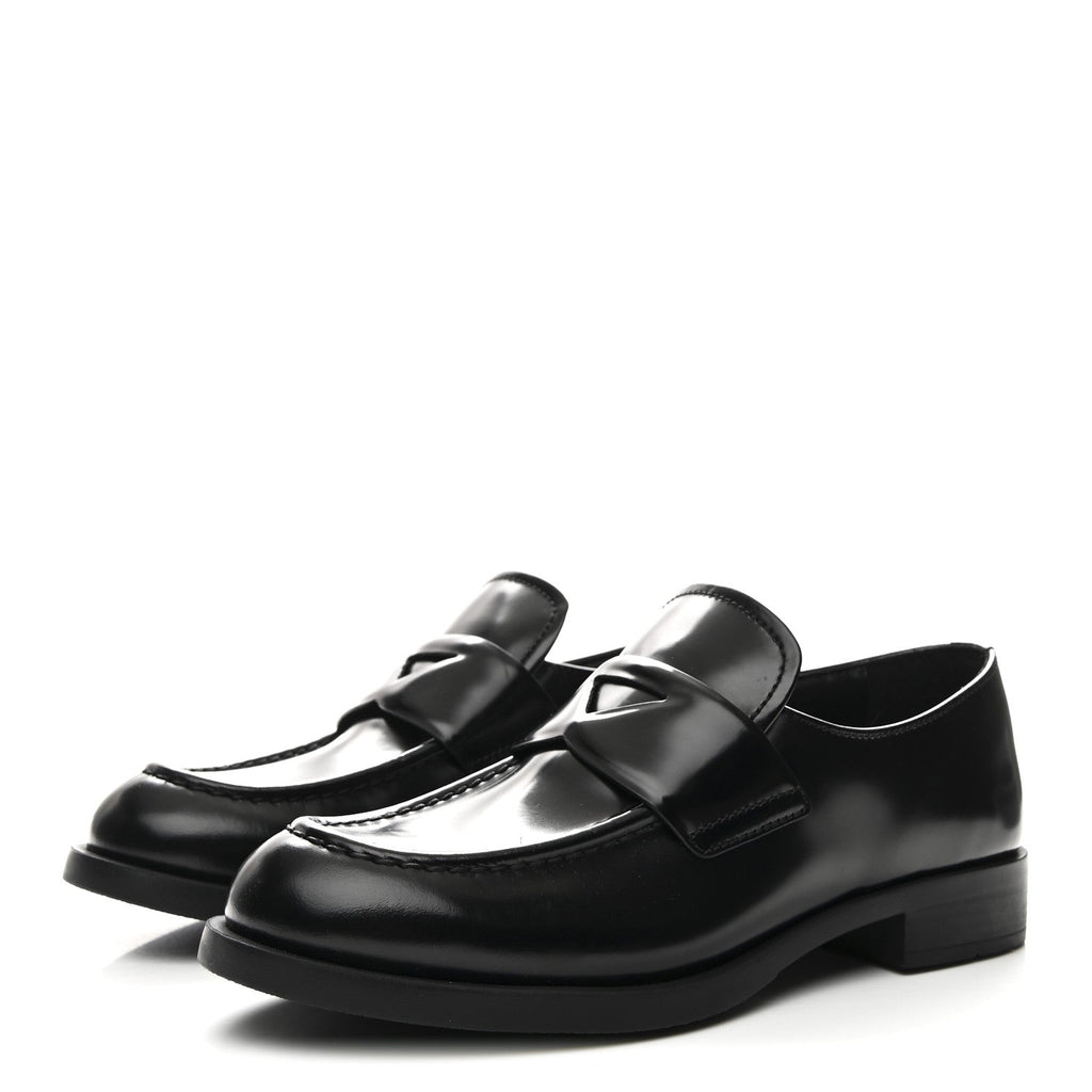 Prada Spazzolato Loafers 37.5 Black
