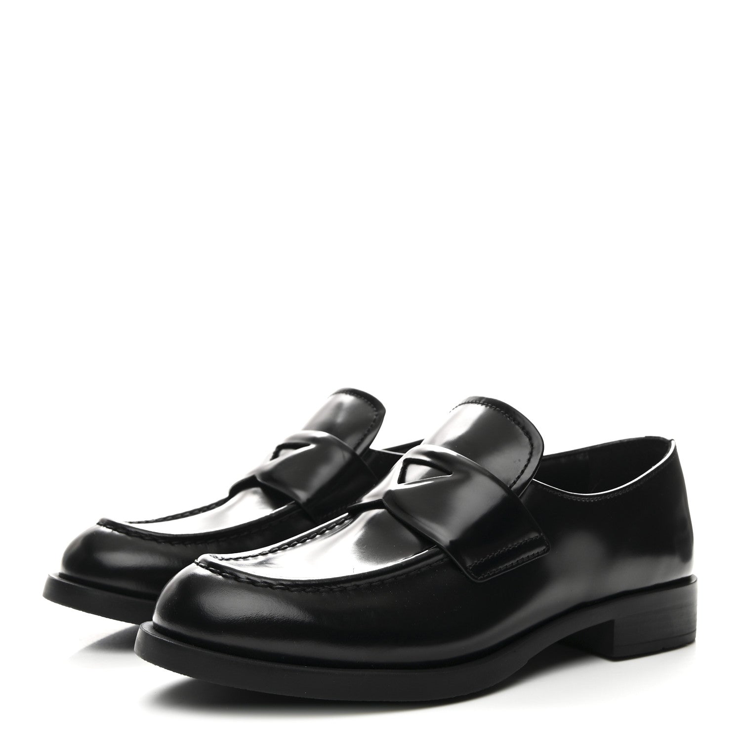Prada Spazzolato Loafers 37.5 Black