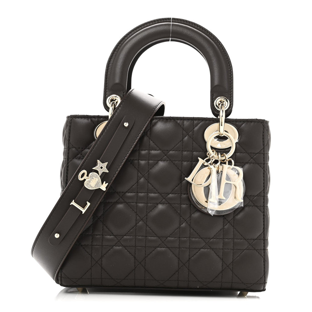 Christian Dior Lambskin Cannage Small My ABCDior Lady Dior Dark Brown