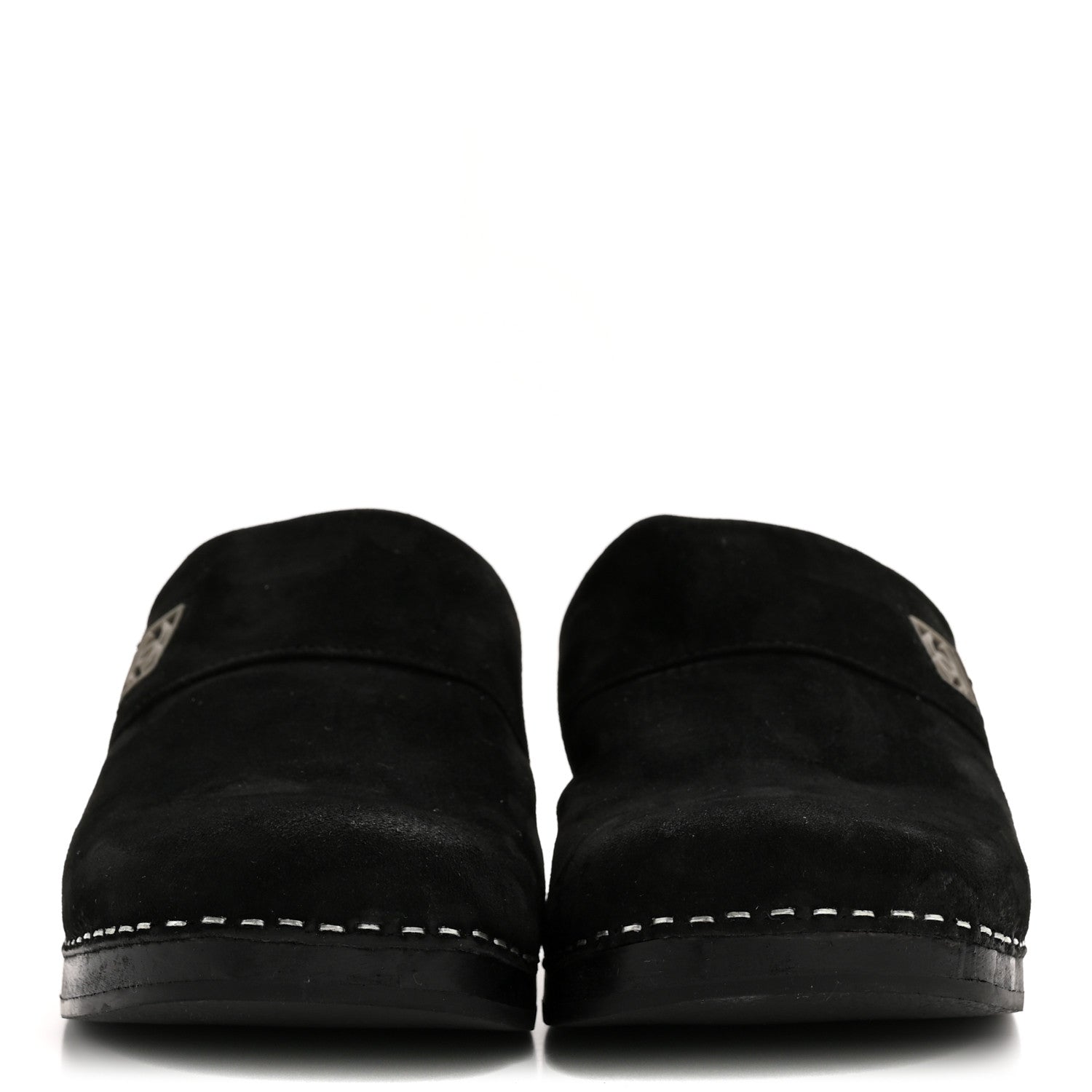Chanel Suede CC Clogs 37 Black