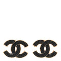 Metal Enamel CC Earrings Black Gold