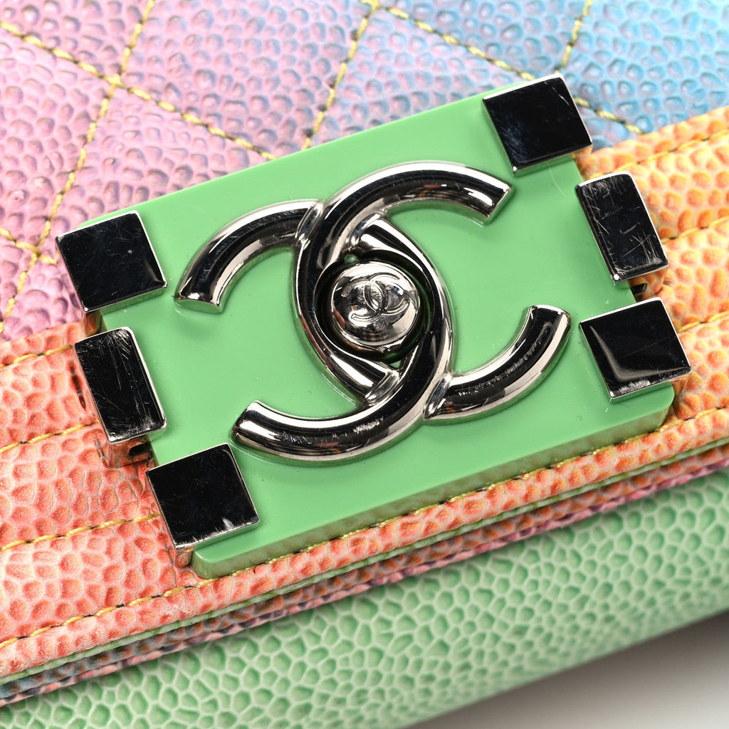 Chanel Caviar Quilted Small Cuba Rainbow Boy Flap Multicolor