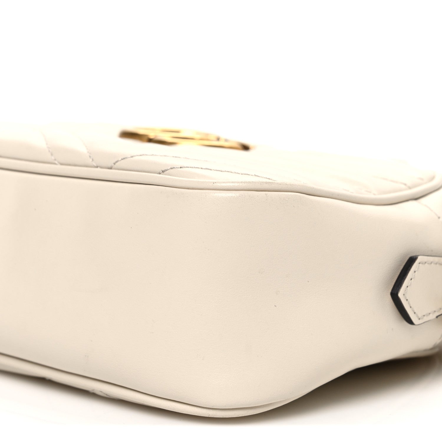 Gucci Calfskin Matelasse Small GG Marmont Chain Shoulder Bag White
