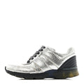 Metallic Crackled Calfskin CC Sneakers 36 Silver Black Navy