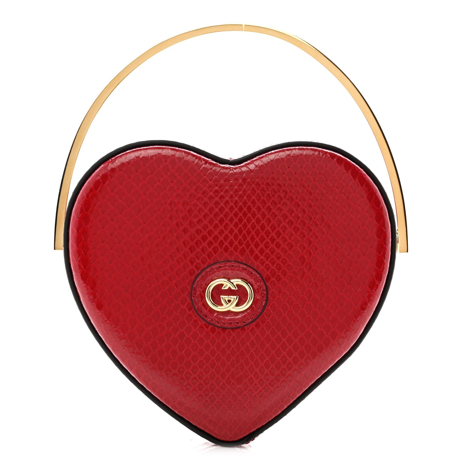 Gucci Snakeskin Broadway Mini Heart Top Handle Bag Rasberry Candy