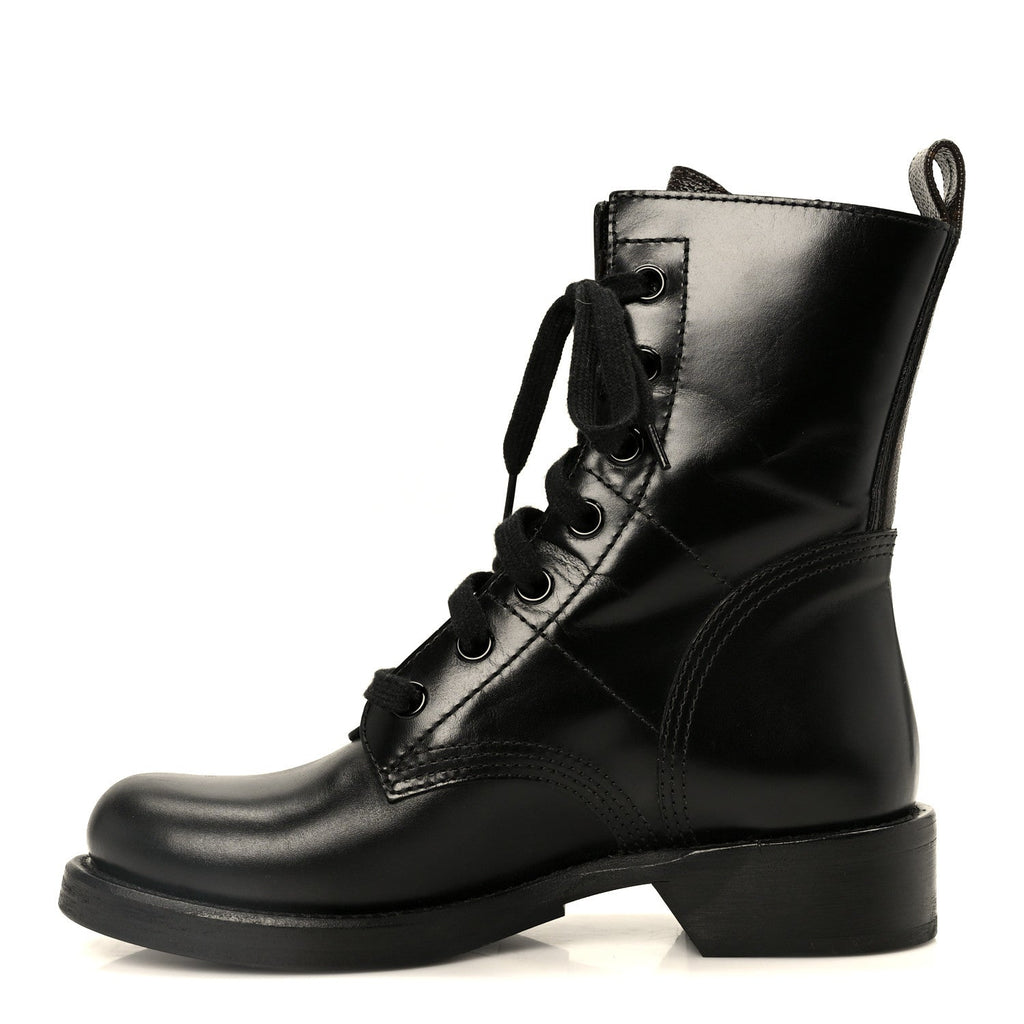 Louis Vuitton Calfskin Monogram Metropolis Flat Ranger Boots 37 Black