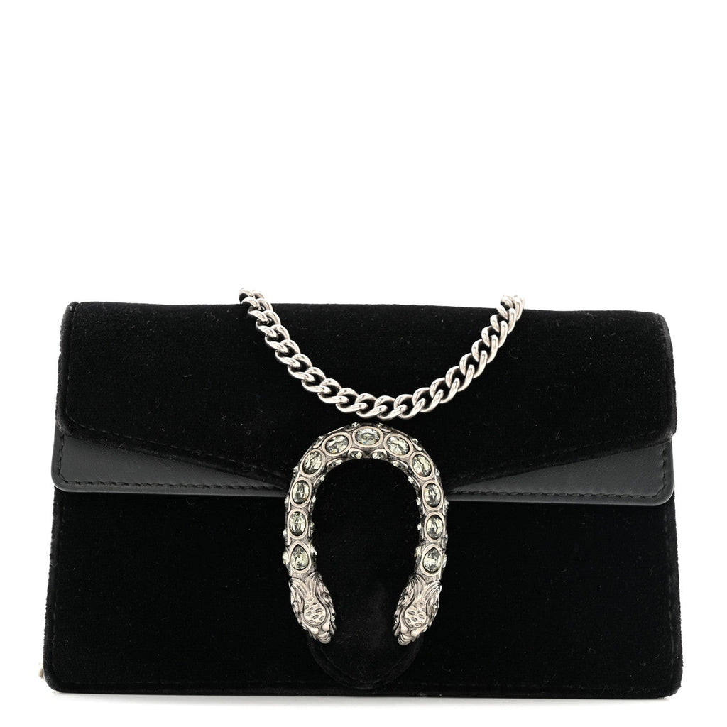 Gucci Velvet Super Mini Dionysus Shoulder Bag Black