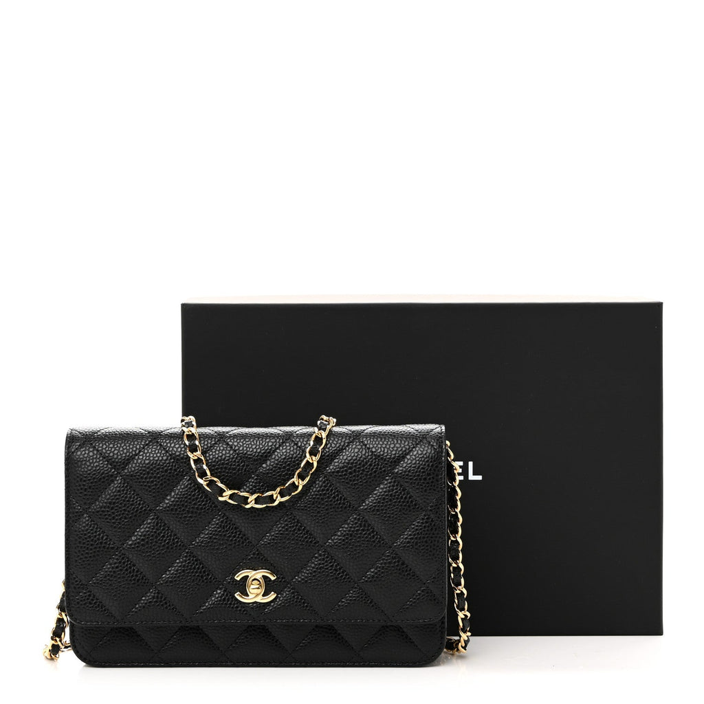 Chanel Caviar Quilted CC Turnlock Wallet On Chain WOC Black