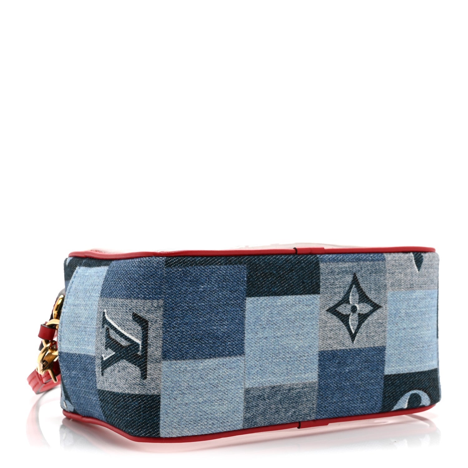 Louis Vuitton Denim Damier Monogram Patchwork PVC Beach Pouch Blue Rouge