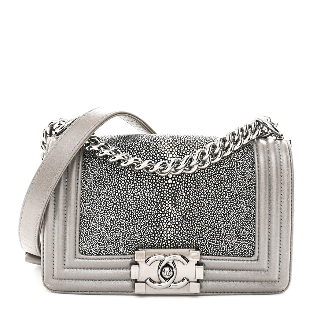 Chanel Galuchat Stingray Small Boy Flap Silver