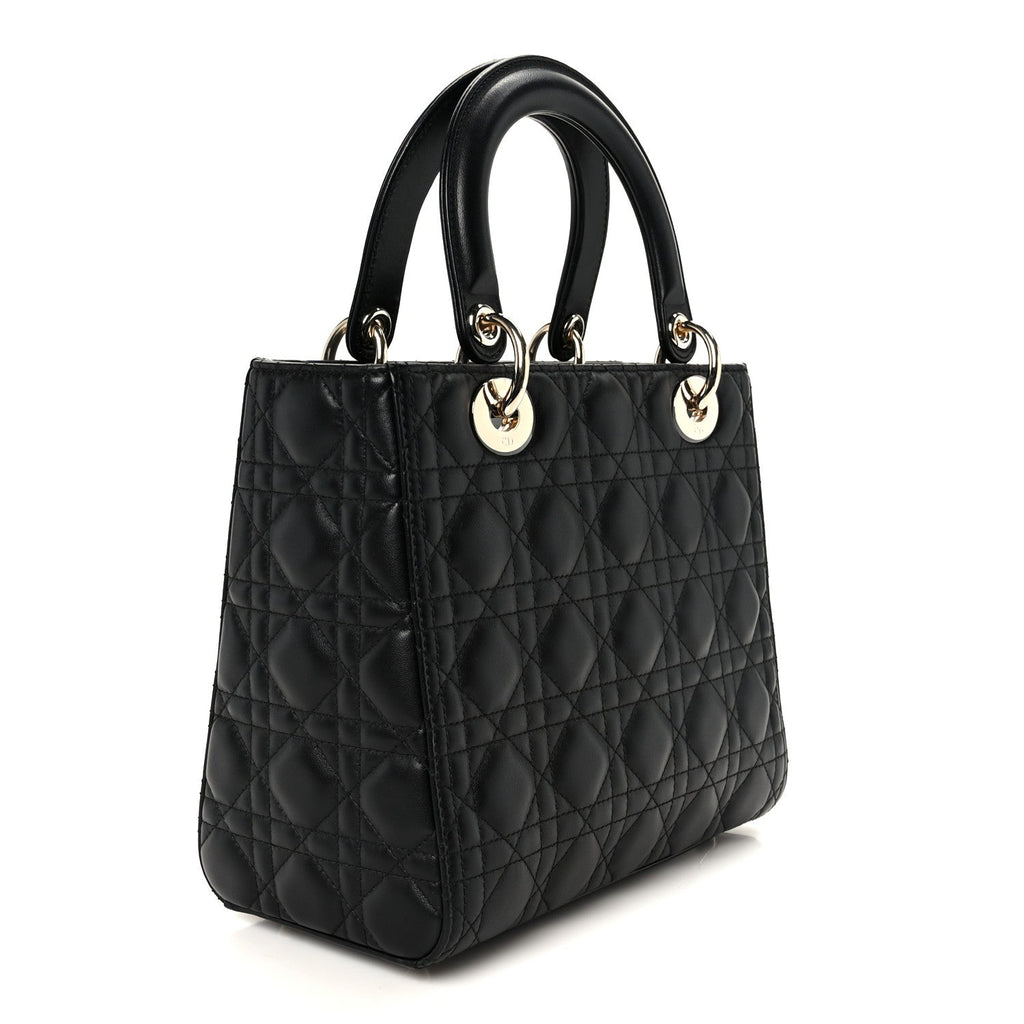 Christian Dior Lambskin Cannage Medium Lady Dior Black