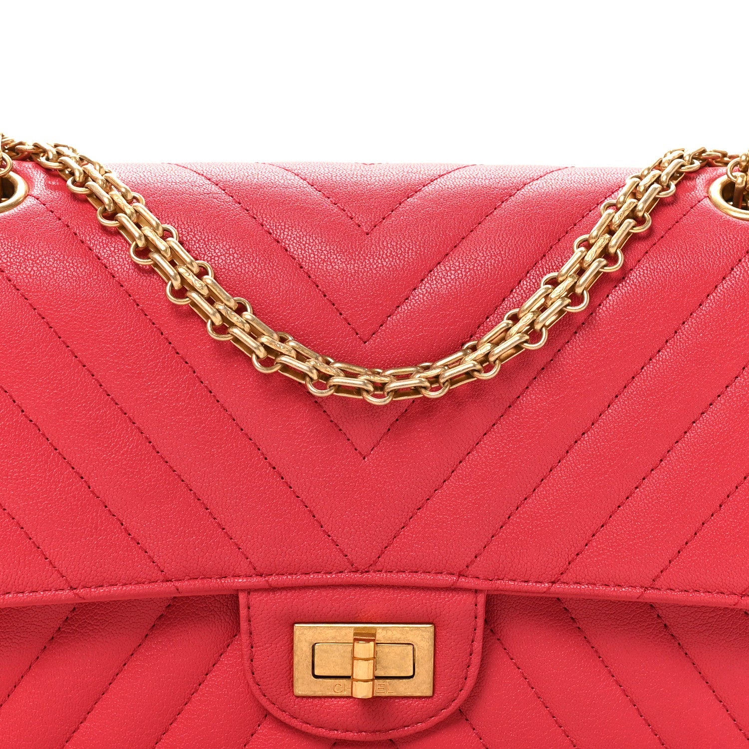 Chanel Sheepskin Chevron Quilted 2.55 Reissue 225 Flap Dark Pink