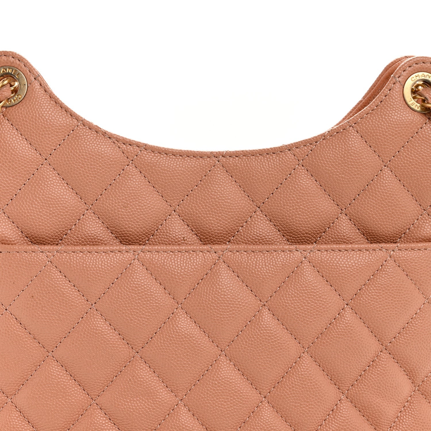 Chanel Caviar Quilted Wavy CC Hobo Beige