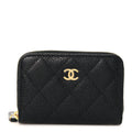 Caviar Quilted Zip Coin Purse Black