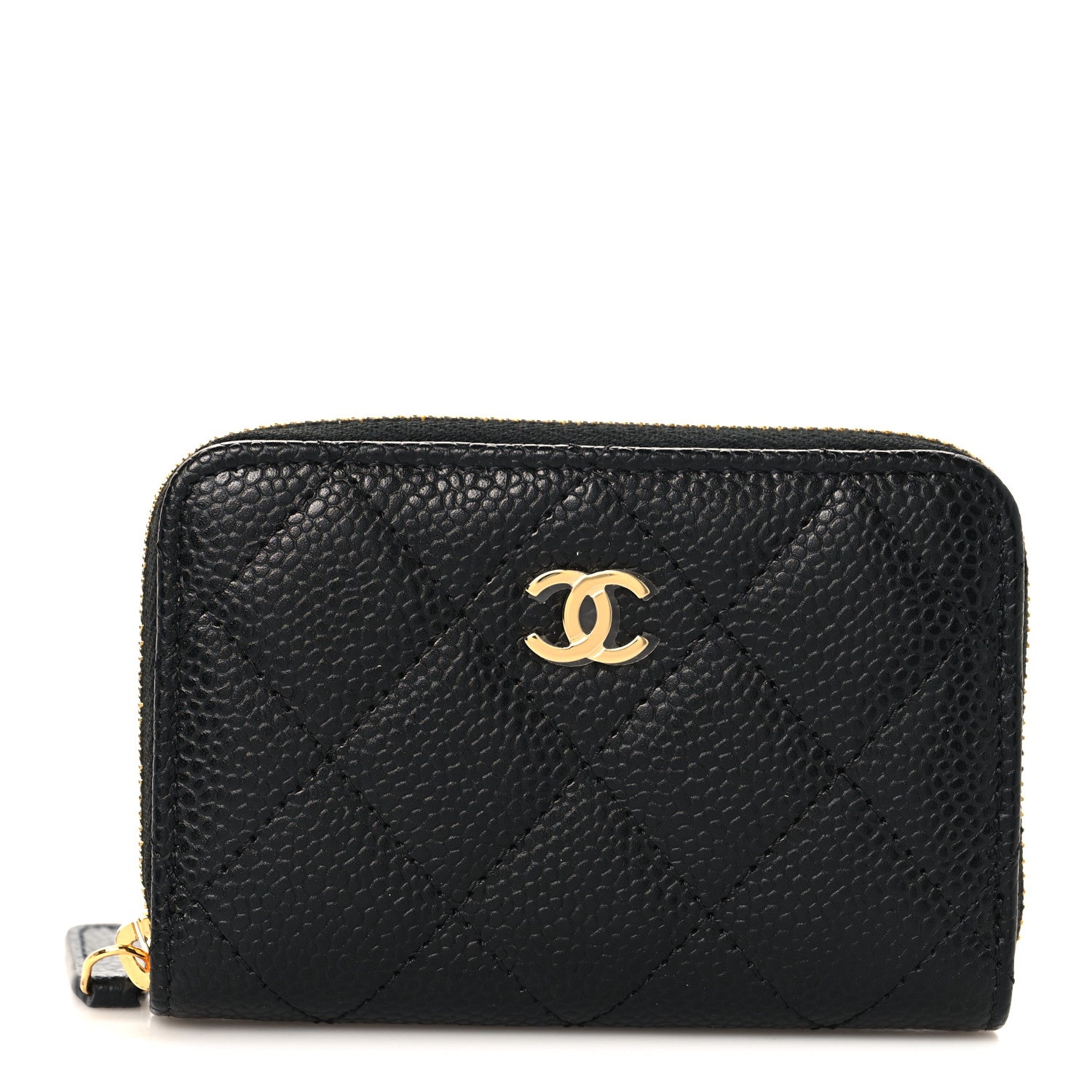 Caviar Quilted Zip Coin Purse Black