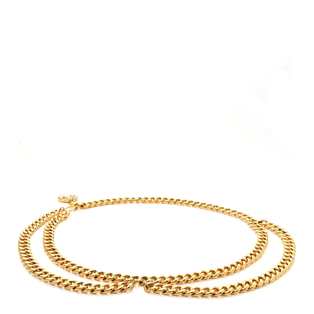 Metal Chain Pearl Horseshoe Belt Gold Pearly White