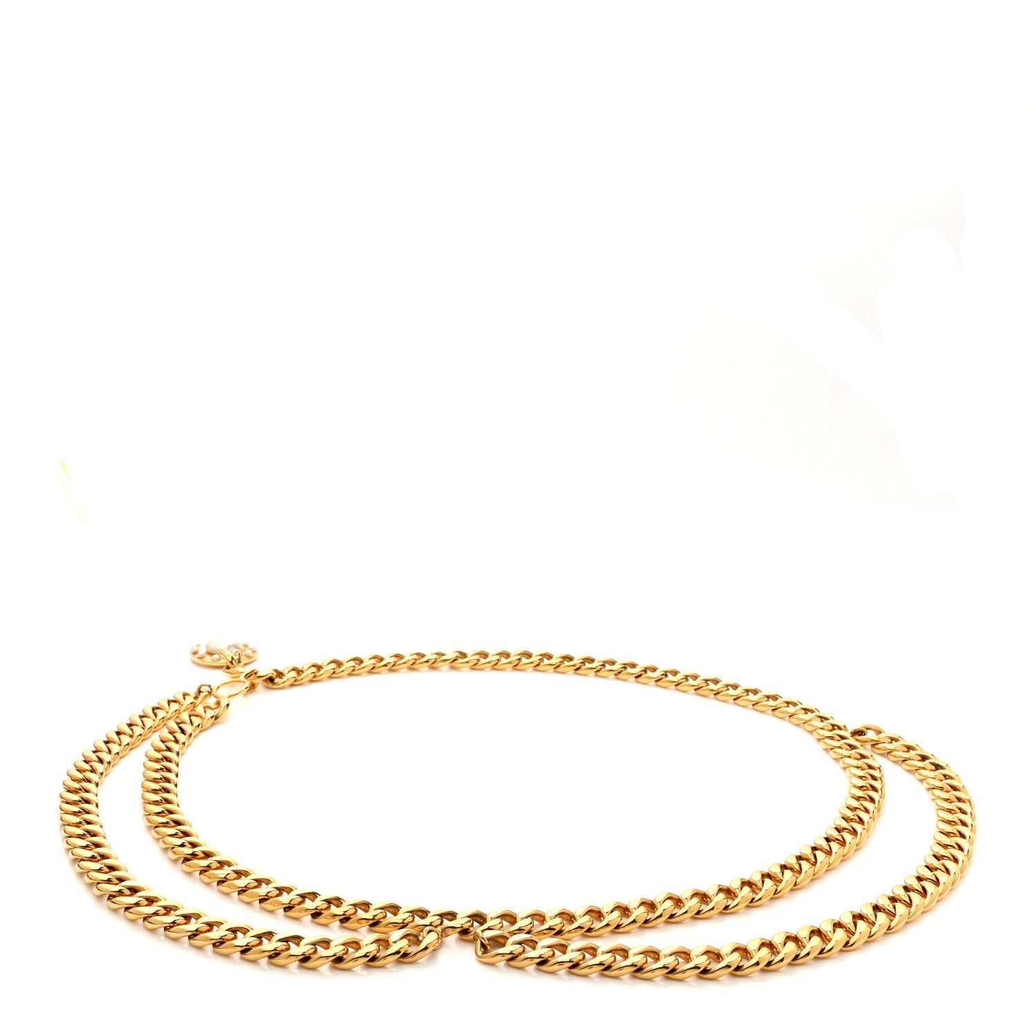 Metal Chain Pearl Horseshoe Belt Gold Pearly White