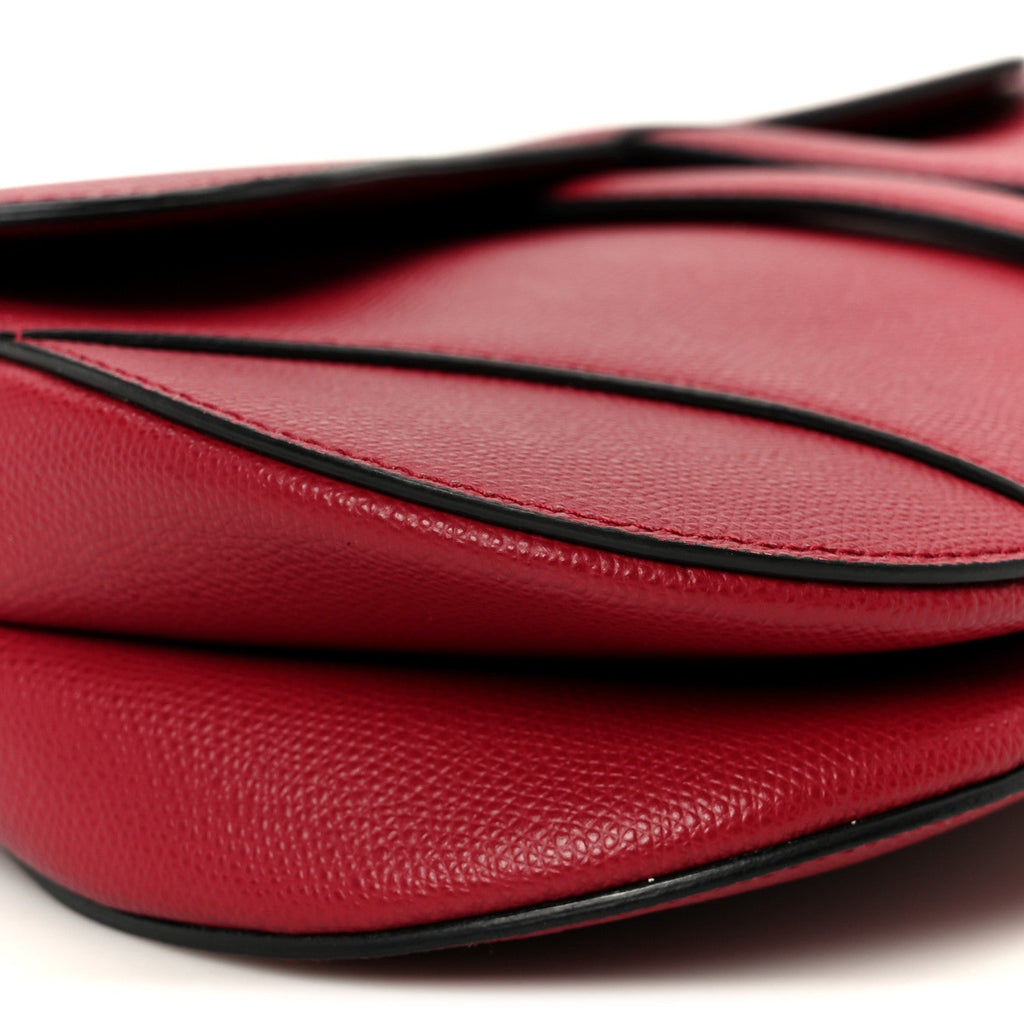 Christian Dior Grained Calfskin Saddle Bag Red