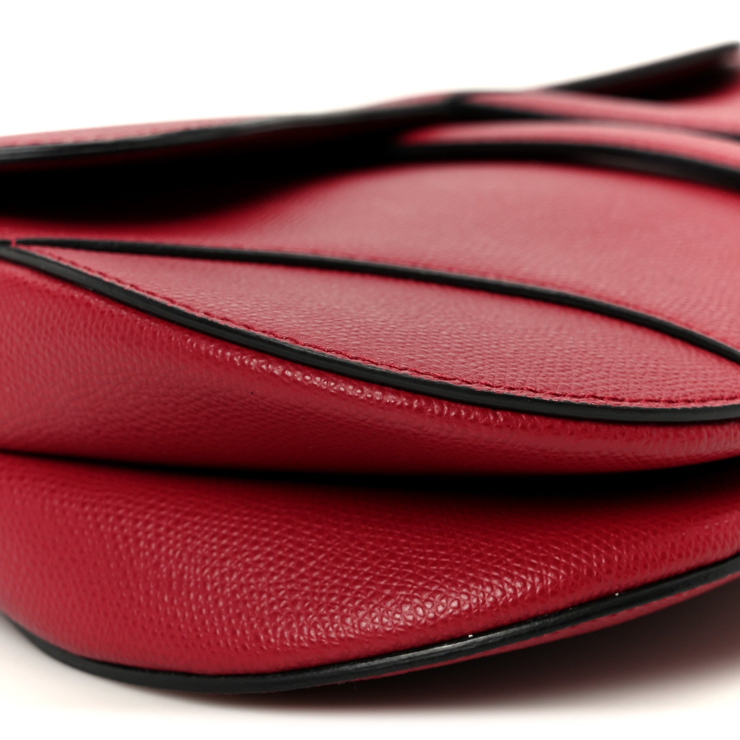 Christian Dior Grained Calfskin Saddle Bag Red