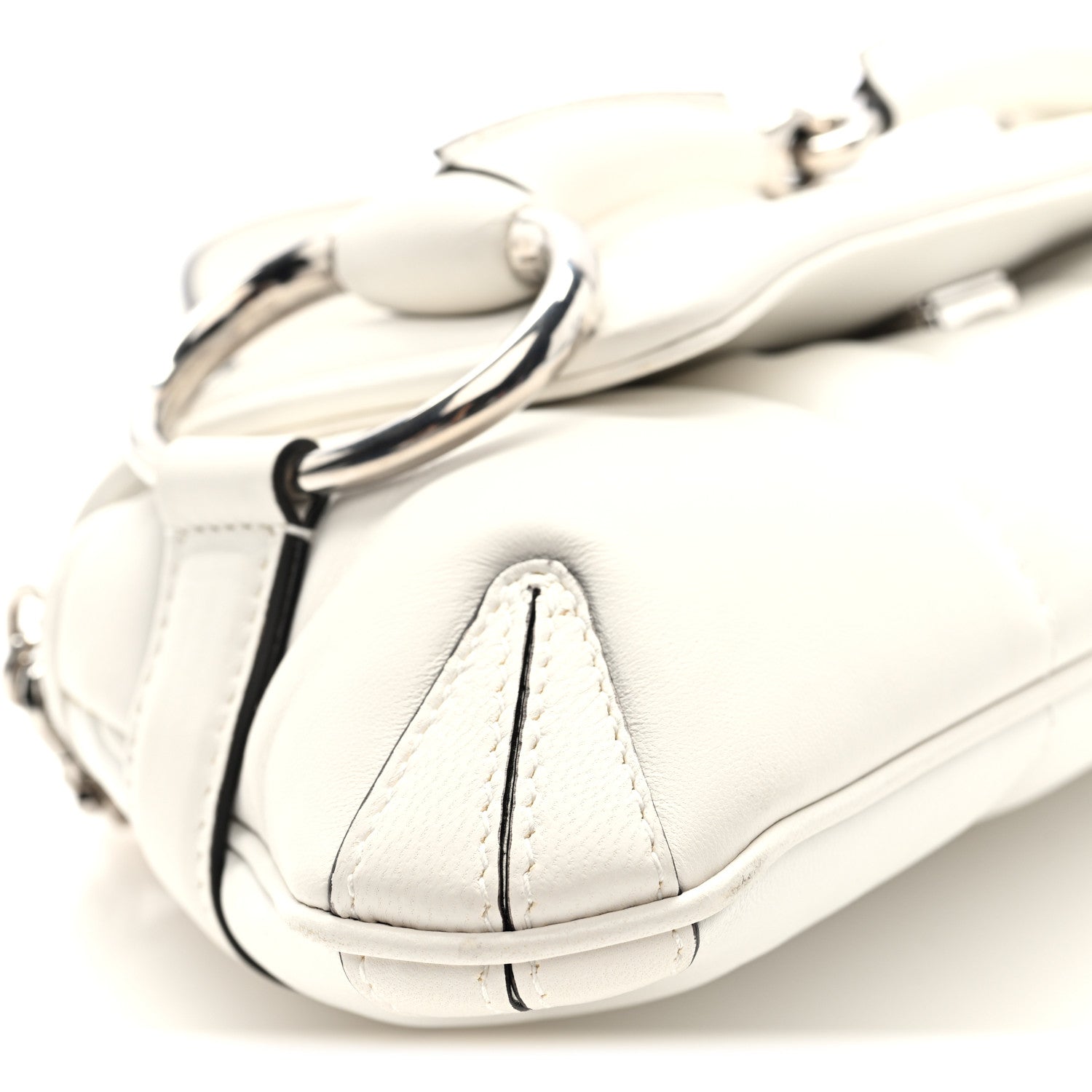 Gucci Nappa Vertical Matelasse Small Maxi Horsebit Chain Shoulder Bag Great White