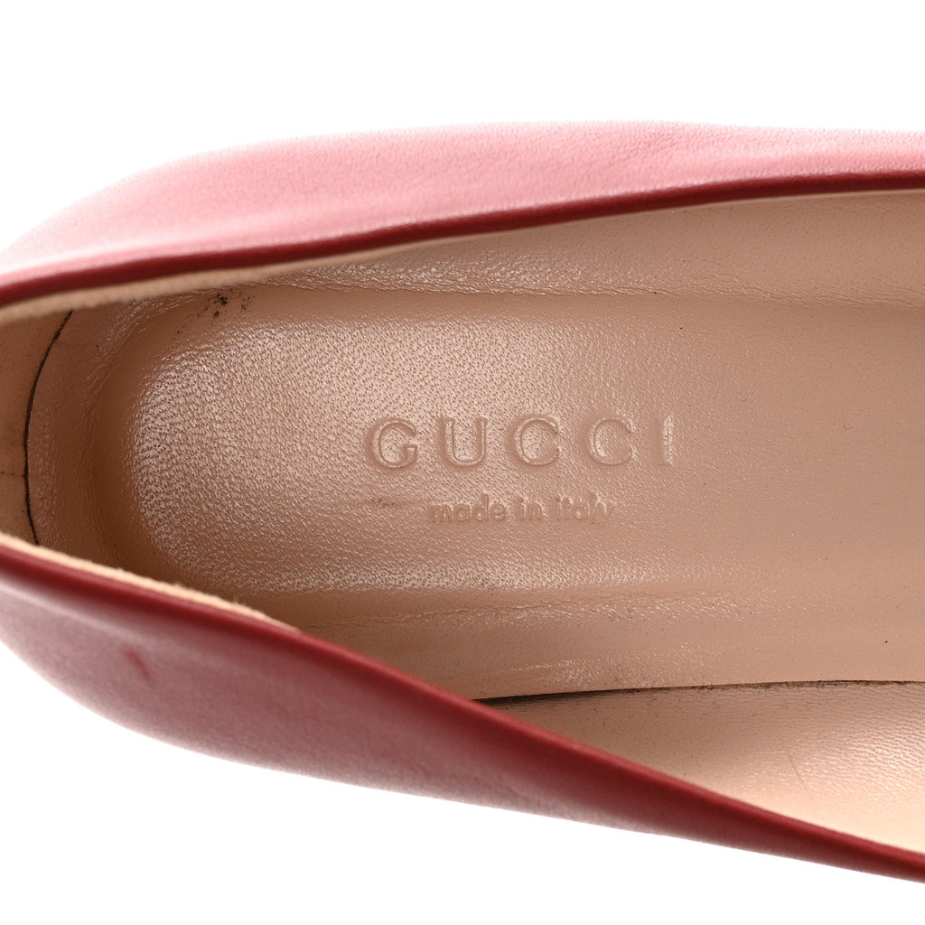 Gucci Calfskin Horsebit Ballerina Flats 35.5 Red