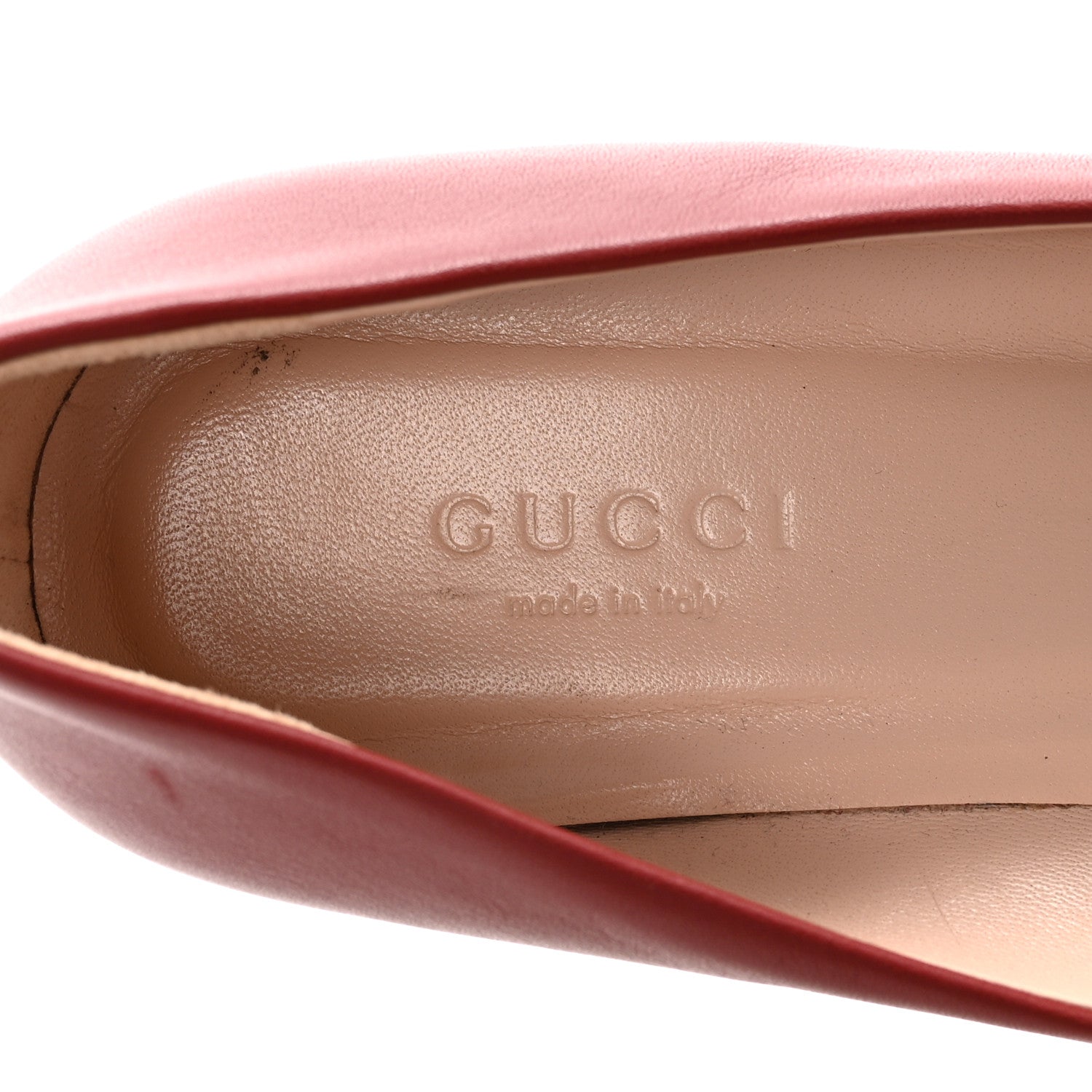 Gucci Calfskin Horsebit Ballerina Flats 35.5 Red