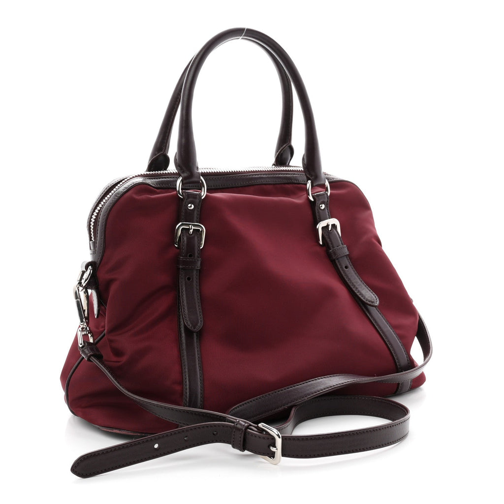 Prada Nylon Tessuto Soft Calf Small Tote Granato