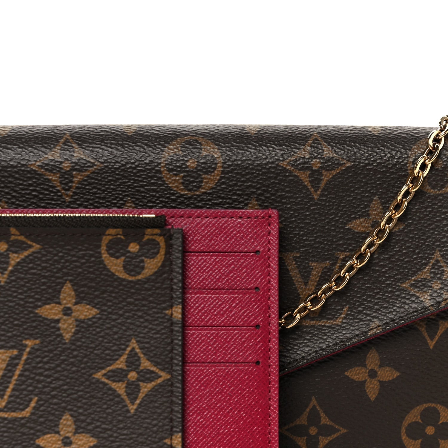 Louis Vuitton Monogram Pochette Felicie Chain Wallet Fuchsia