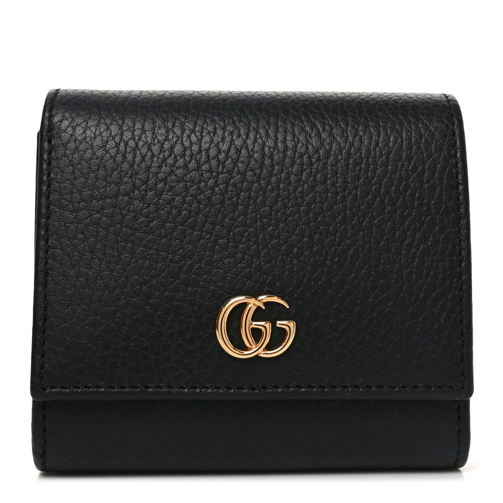 Gucci Dollar Calfskin Medium GG Marmont Wallet Black