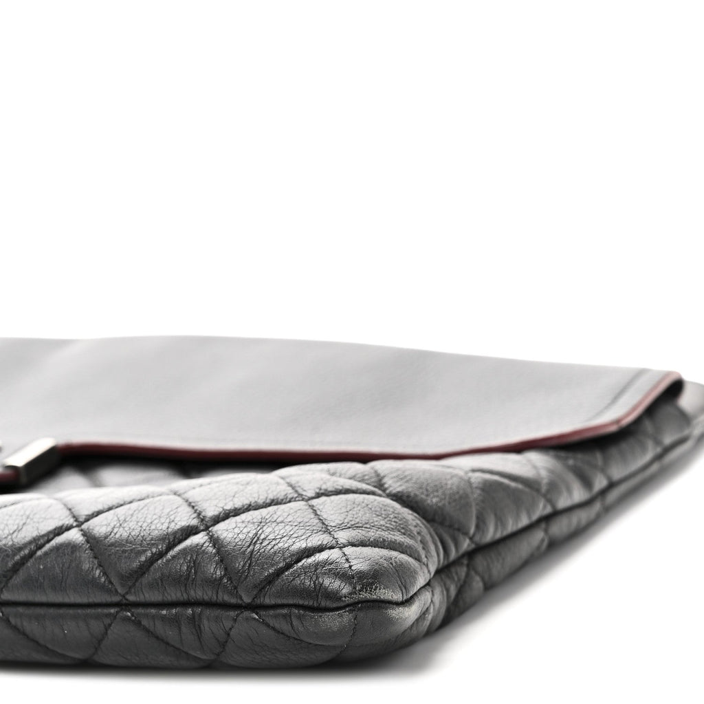 Grained Calfskin Quilted Large Archi Chic Cosmetic Case Navy