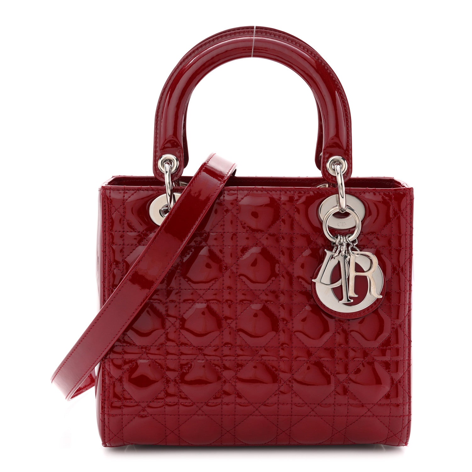Christian Dior Patent Cannage Medium Lady Dior Red