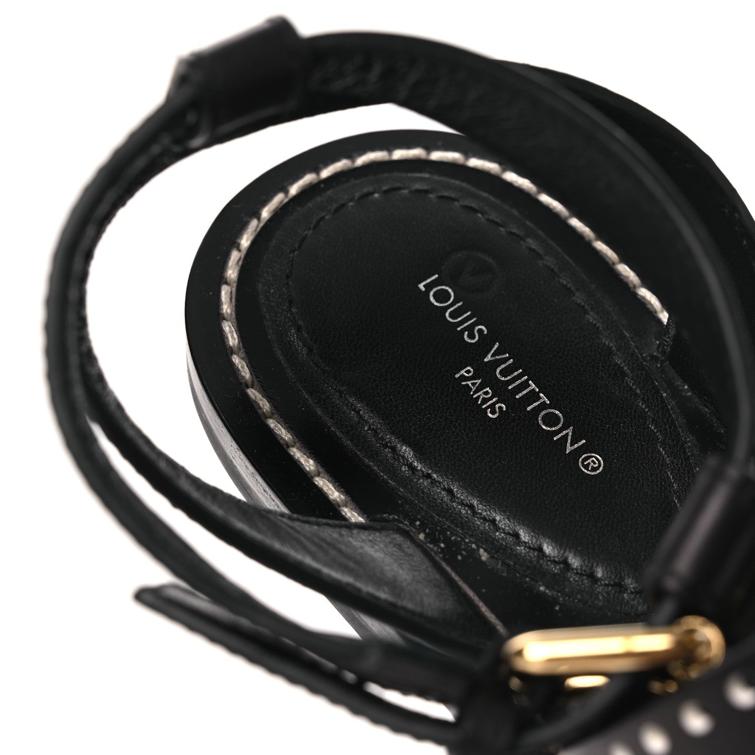 Louis Vuitton Soft Calfskin Perforated Horizon Flat Sandals 36 Black
