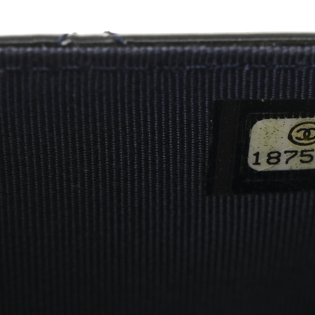 Chanel Patent Quilted Wallet On Chain WOC Navy Blue