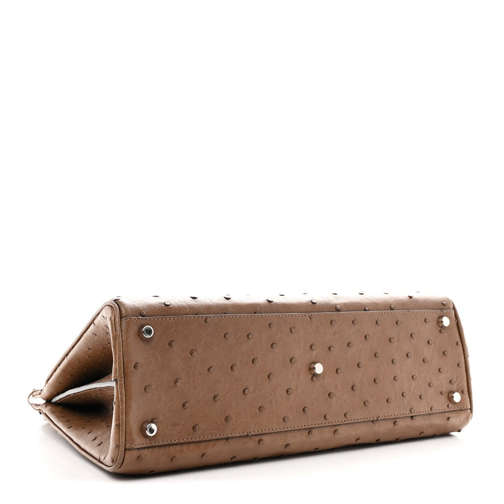 Gucci Ostrich Medium Zumi Top Handle Bag Brown