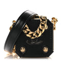 Chanel Shiny Crumpled Calfskin Minaudiere Clutch With Chain Black