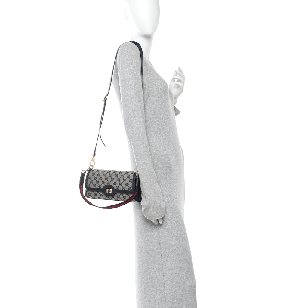 Gucci GG Monogram Small Luce Shoulder Bag Beige Blue