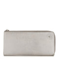 Metallic Goatskin Camellia Embossed Zip Around Wallet Silver
