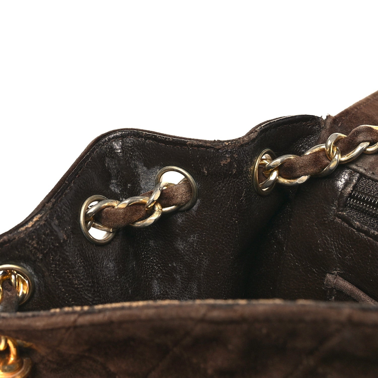 Chanel Suede Quilted CC Shoulder Bag Brown