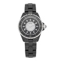 Chanel Stainless Steel Ceramic Diamond Dial 33mm J12 Quartz Watch Black