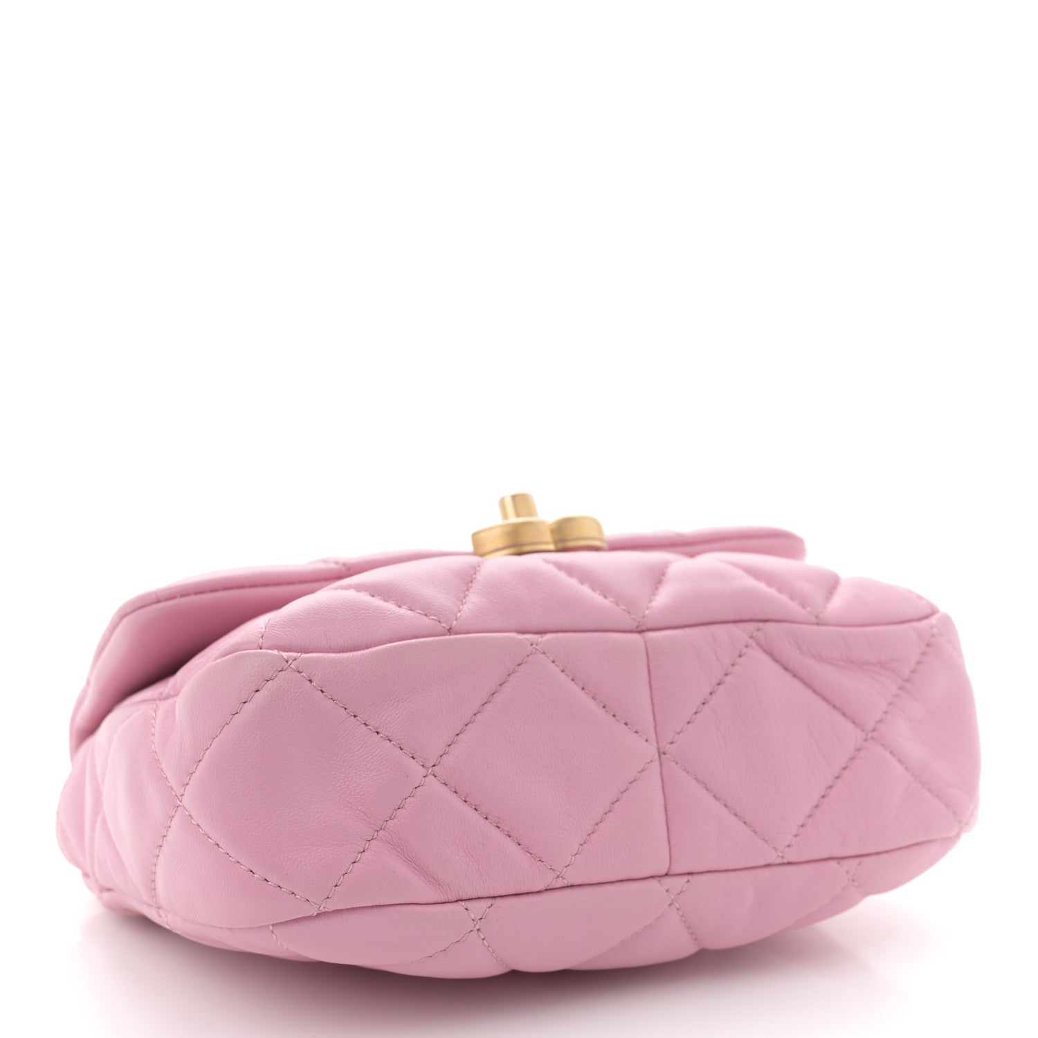 Chanel Lambskin Quilted Mini Lacquered Chain Flap Pink