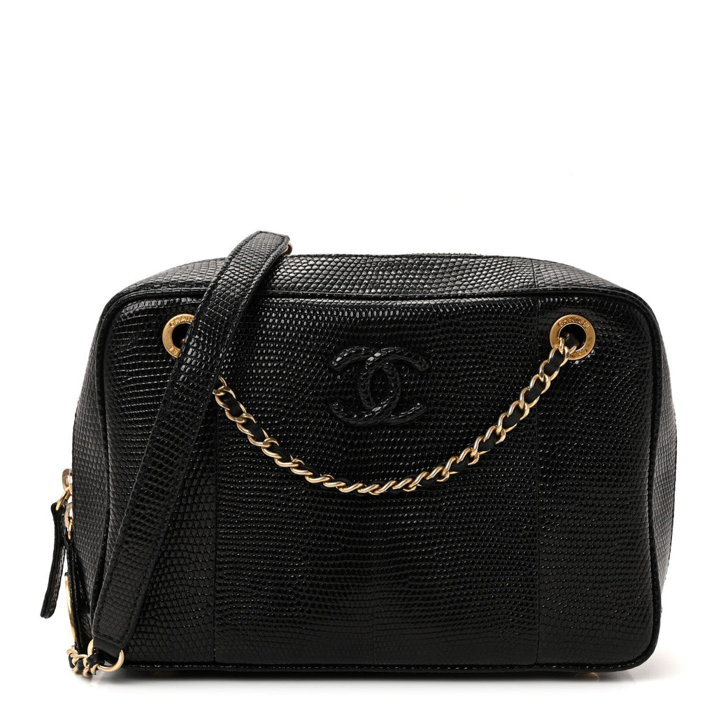 Chanel Lizard Coco Vintage Camera Case Black