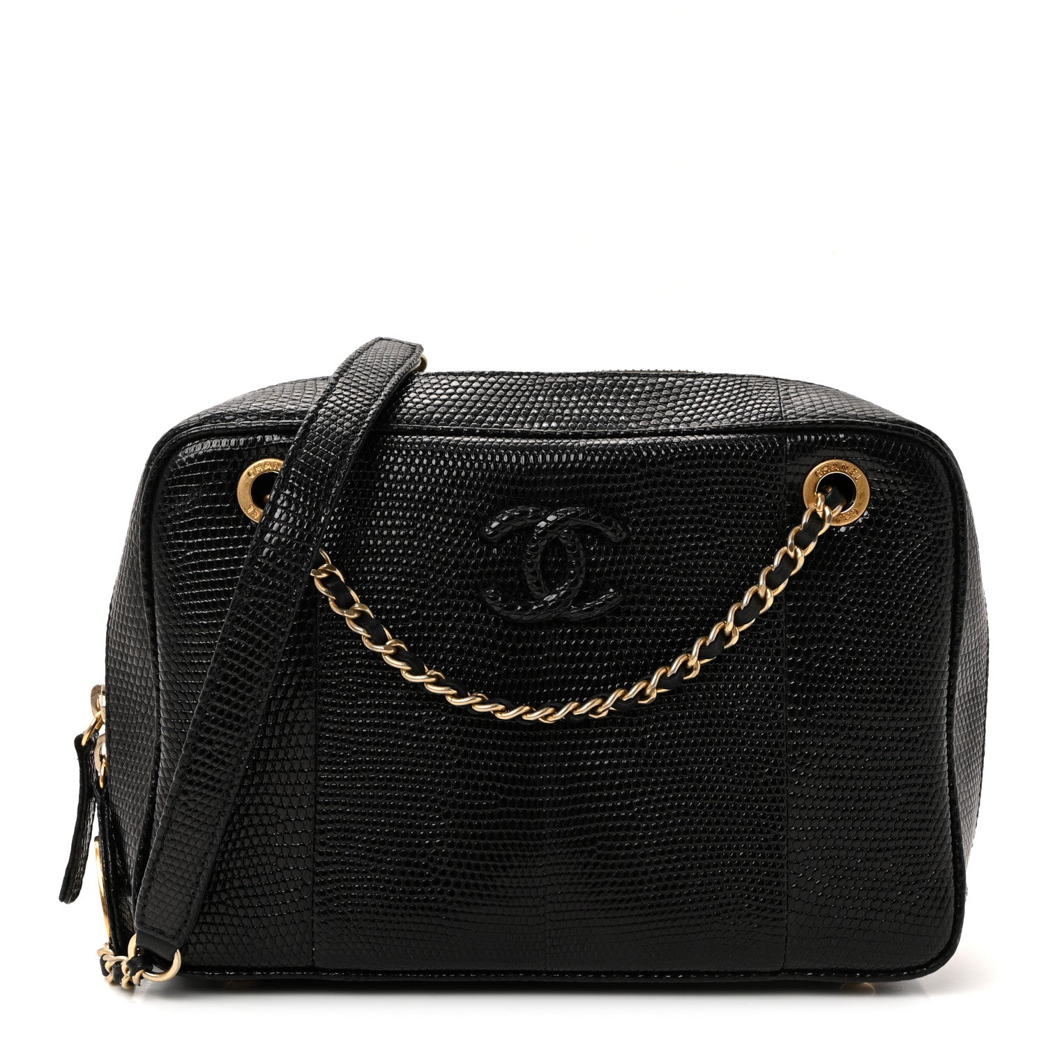 Chanel Lizard Coco Vintage Camera Case Black