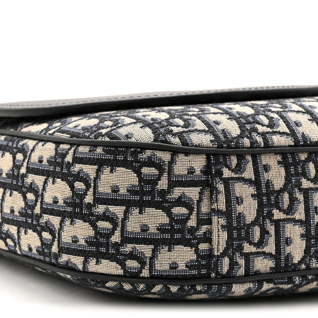 Christian Dior Grained Calfskin Oblique Saddle Messenger Black