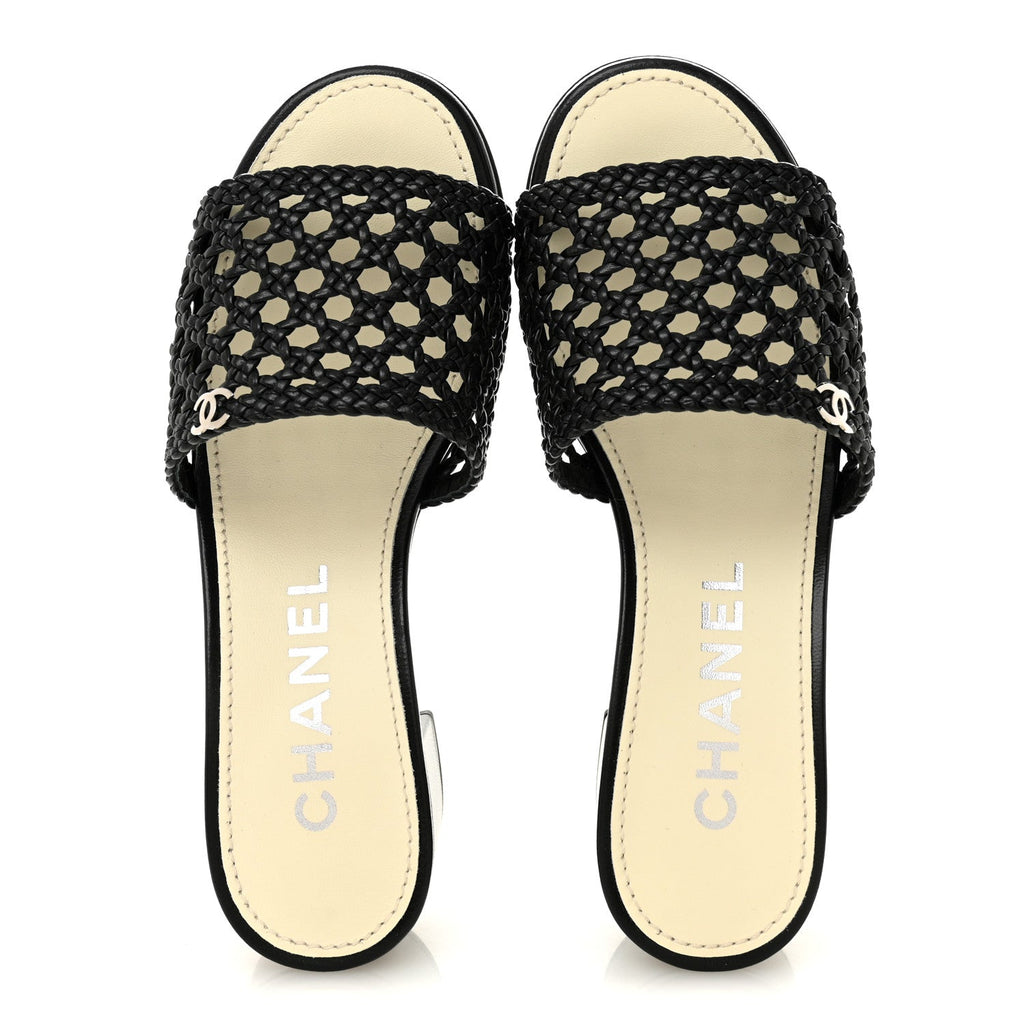 Goatskin Braided Mules 35 Black