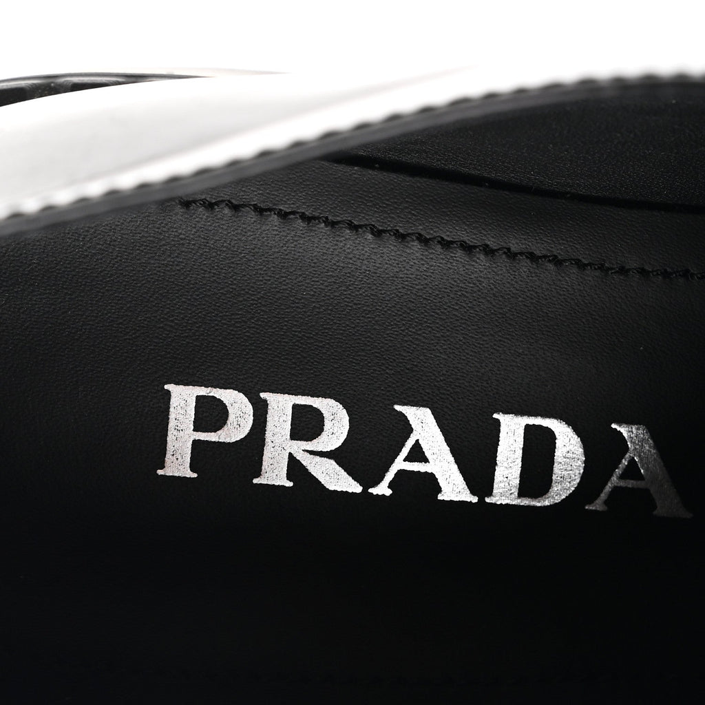 Prada Spazzolato Metal Triangle Logo 50mm Loafers 36.5 Black