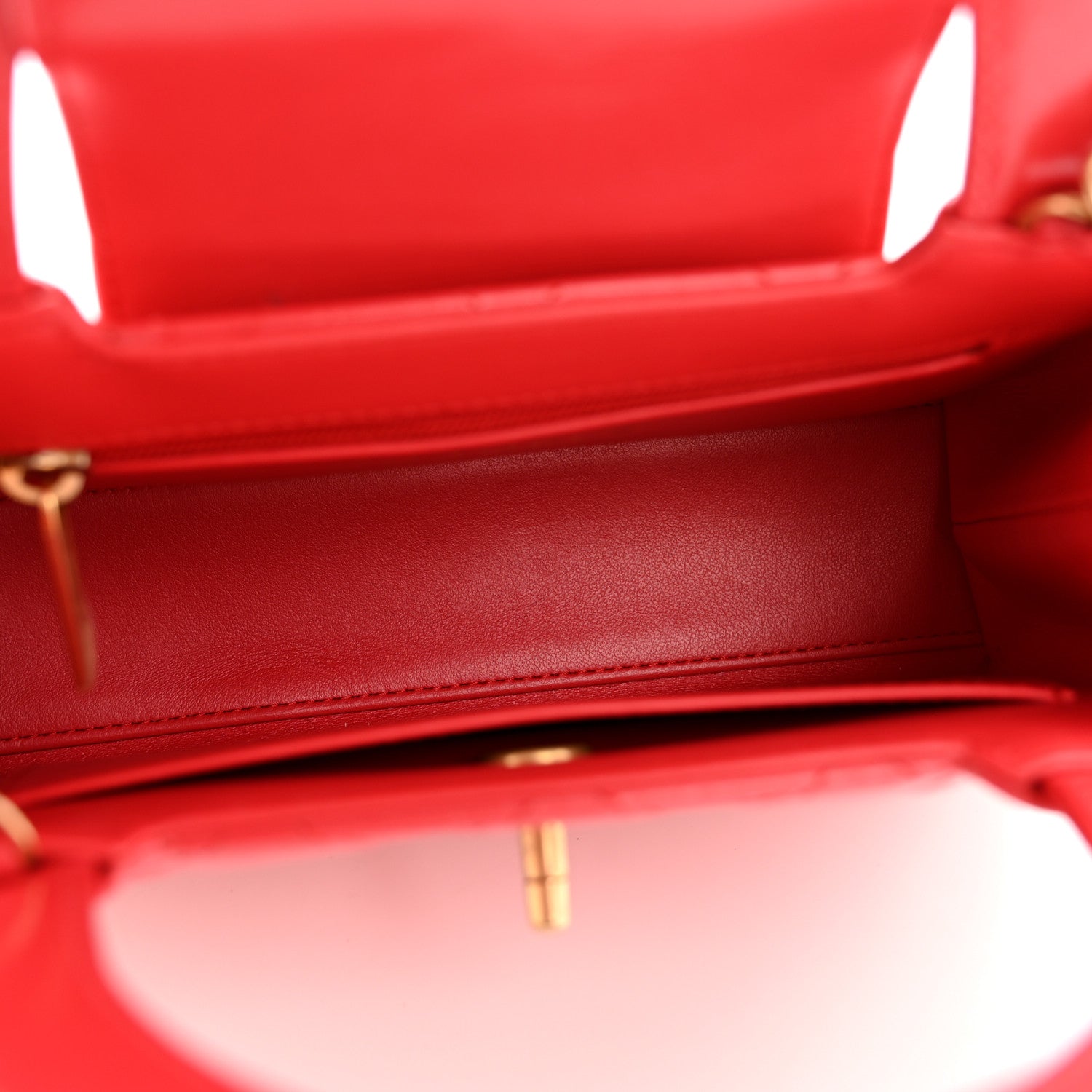 Chanel Shiny Aged Calfskin Quilted Nano Kelly Shopper Red