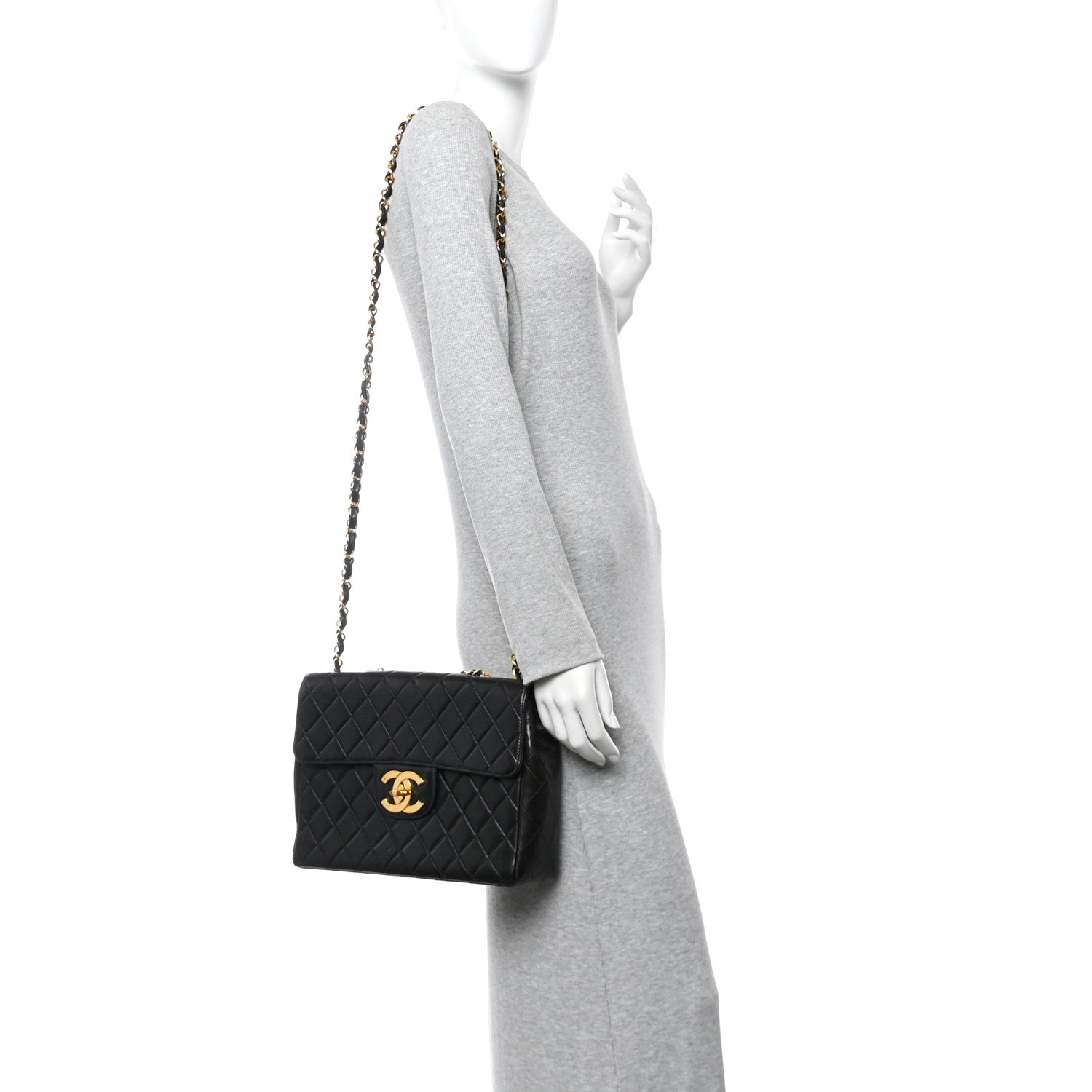 Chanel Lambskin Quilted XL Jumbo Single Flap Black