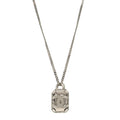 Crystal Baguette CC Mirror Pendant Necklace Silver