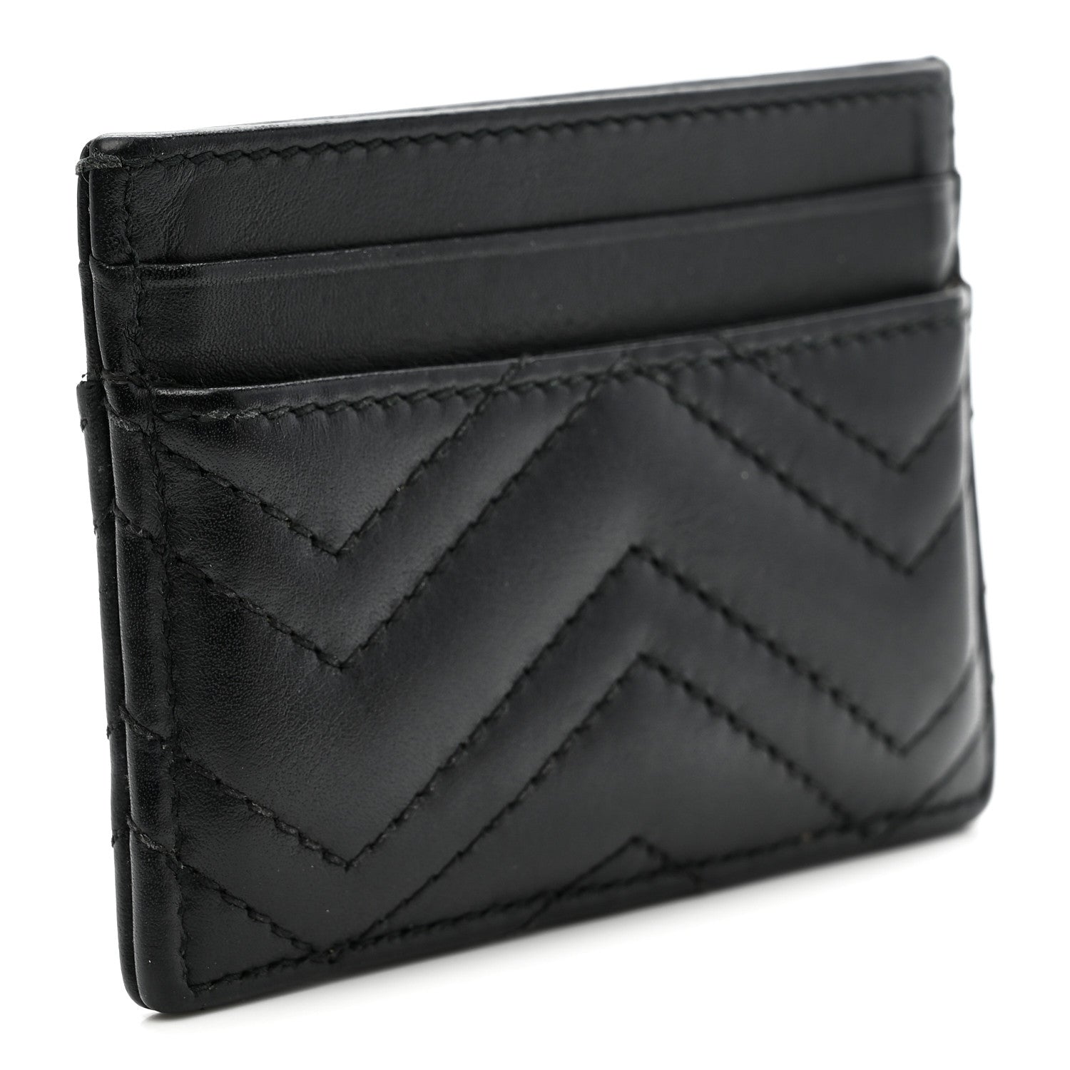 Gucci Calfskin Matelasse GG Marmont Card Holder Black