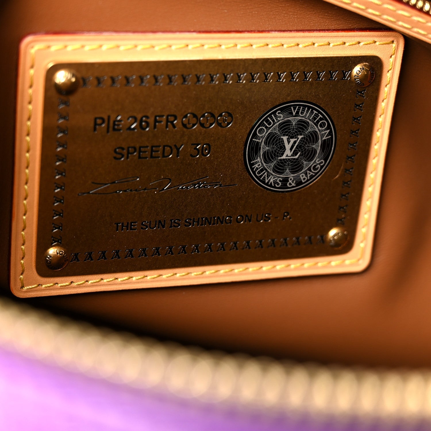 Louis Vuitton Calfskin Embroidered Monogram Speedy P9 Bandouliere 30 Golden Lotus Purple
